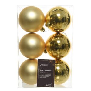 Shatterproof Bauble Mix – Light Gold – 6 Pack