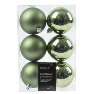 Shatterproof Bauble Mix – Rosemary Green – 6 Pack