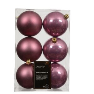 Shatterproof Bauble Mix – Vintage Pink – 6 Pack