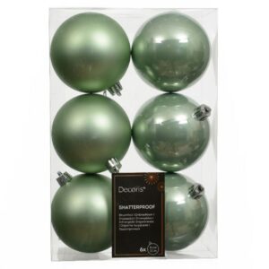 Shatterproof Bauble Mix – Matcha Green – 6 Pack