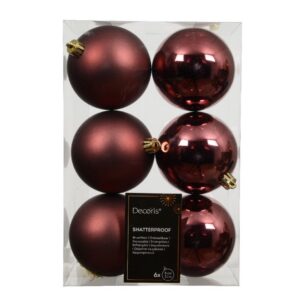 Shatterproof Bauble Mix – Maroon – 6 Pack
