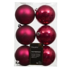 Shatterproof Bauble Mix – Festive Pink – 6 Pack
