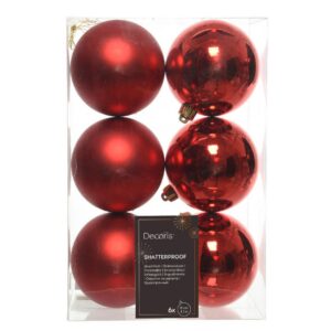 Shatterproof Bauble Mix – Christmas Red – 6 Pack