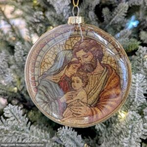 Glass Holy Family Ball Ornament - 4"