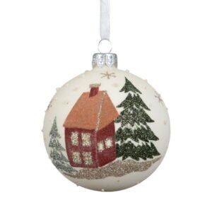 Winter Home Glass Ornament - White - 3.15"