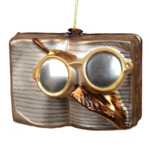 Book with Glasses Ornament - 2.95"