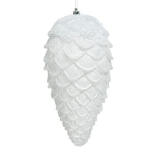 Shatterproof Gliiter Pinecone - White - 10"