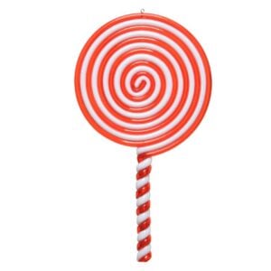 Lollipop Ornament - Red/White - 7.87"