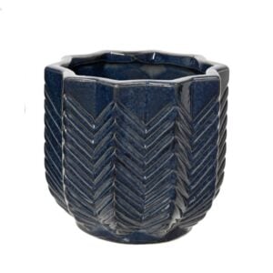 Star Porcelain Ripple Planter - Dark Blue - 5.1"