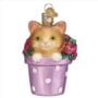 Kitten in Flower Pot Glass Ornament – Old World Christmas