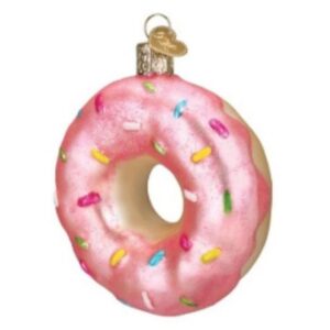 Pink Sprinkles Donut Glass Ornament - Old World Christmas