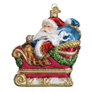 Santa in Sleigh Glass Ornament - Old World Christmas
