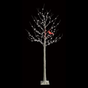 LED Birch Tree with Cardinal - 6 ft