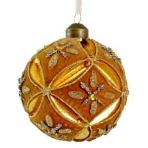 Floral Glass Ball Ornament – Gold – 8 CM