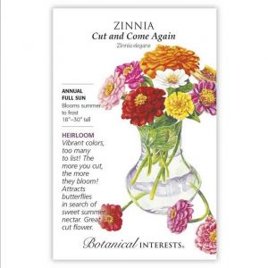 Botanical Interests - Zinnia - Cut and Come Again Seeds - Organic Large