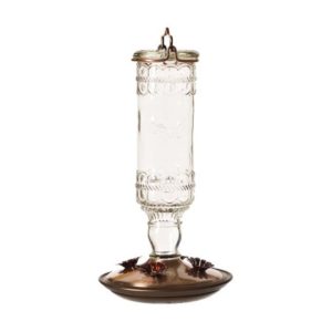 Antique Bottle Hummingbird Feeder – Clear – 10 oz