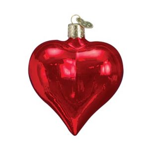 Shiny Red Heart Large Glass Ornament