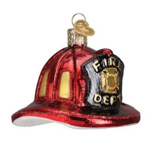 Fireman Helmet Glass Ornament