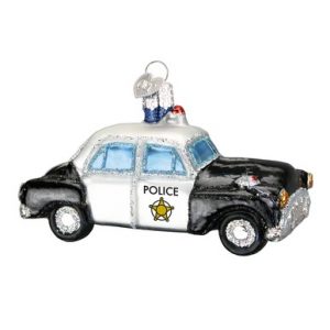 Police Car Glass Ornament