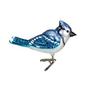 Bright Blue Jay Glass Ornament