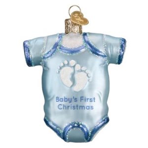 Blue Baby Onesie Glass Ornament