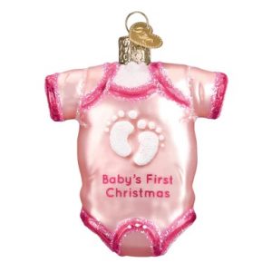 Pink Baby Onesie Glass Ornament