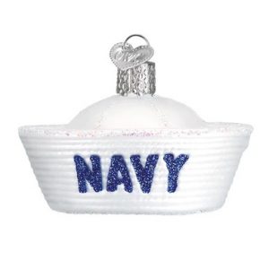 Navy Cap Glass Ornament