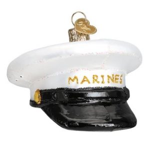 Marines Cap Glass Ornament