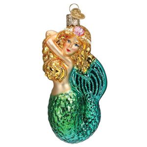 Seashell Mermaid Glass Ornament