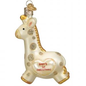 BABYS FIRST GIRAFFE GLASS ORNAMENT – OLD WORLD CHRISTMAS