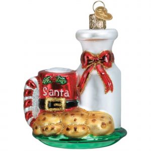 Santas Milk and Cookies Glass Ornament