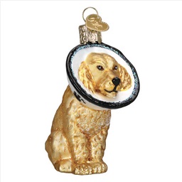 Cone of Shame Dog Glass Ornament