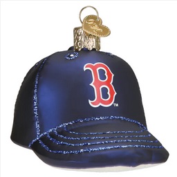 Red Sox Baseball Cap Glass Ornament